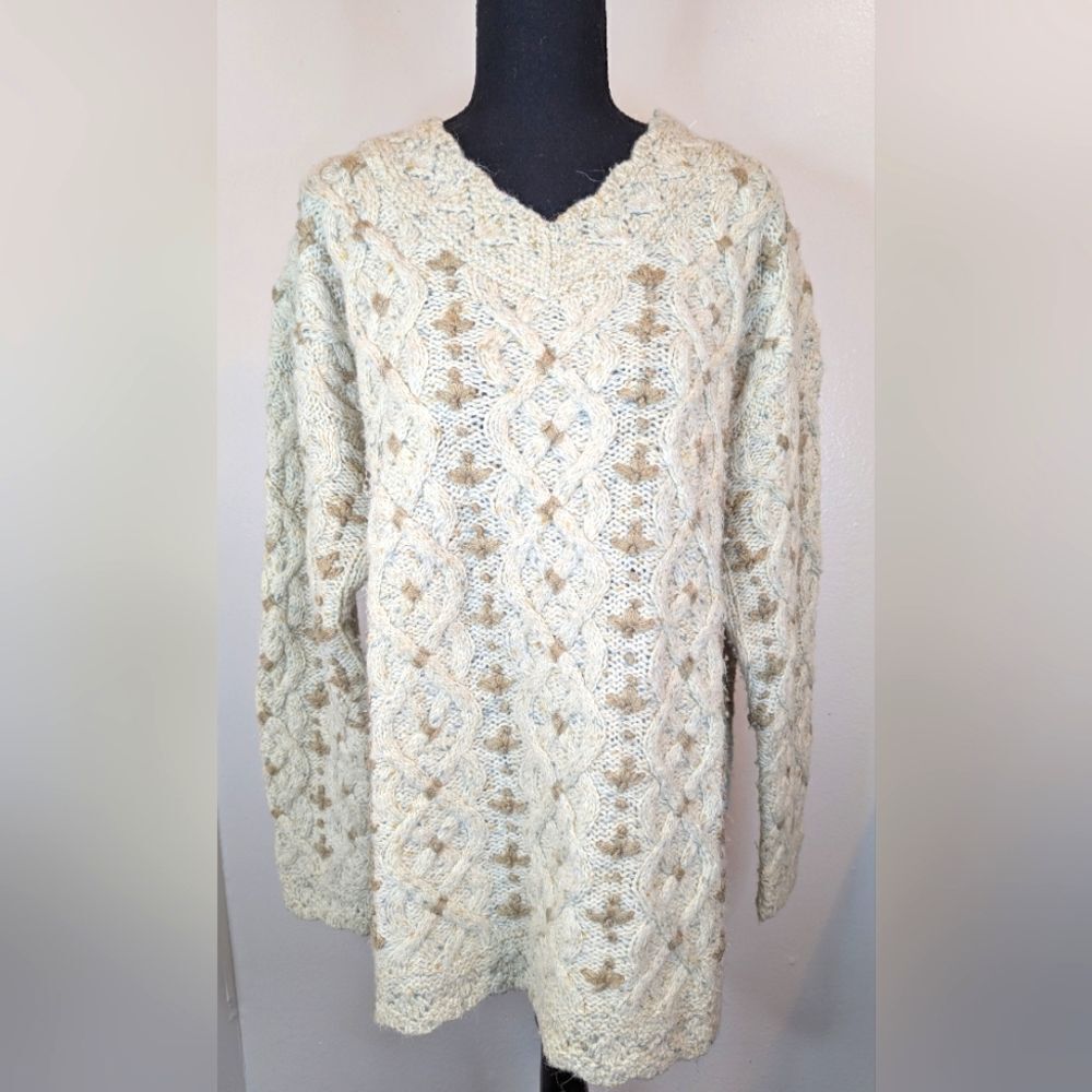 VTG Casual Elements Cozy Granny Coastal Sailor Nautical Fisherman Chic Sweater L